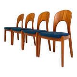 Set of 4 Niels Koefoed chairs blue, 1960s