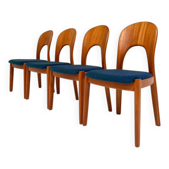 Suite de 4 chaises Niels Koefoed bleues, années 1960