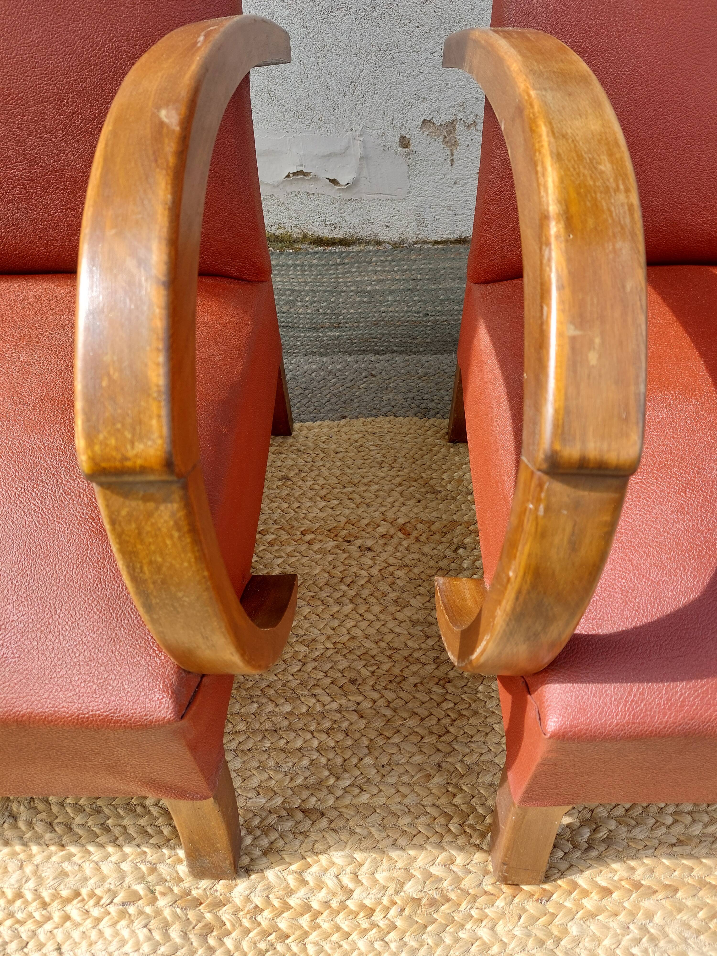 paire de fauteuils art déco, terracotta