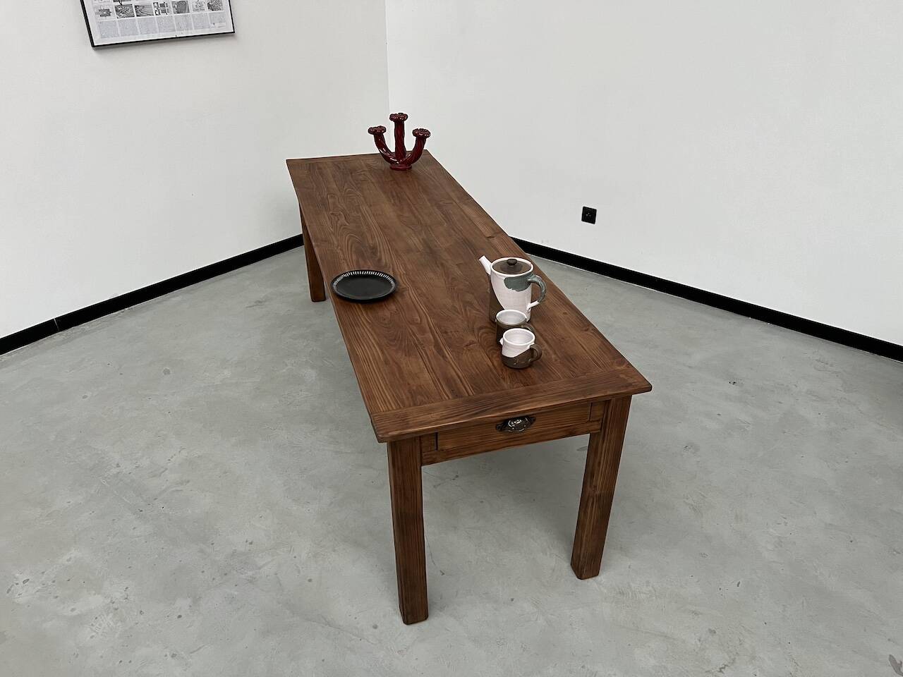 Table de ferme en pin 223 cm, années 70