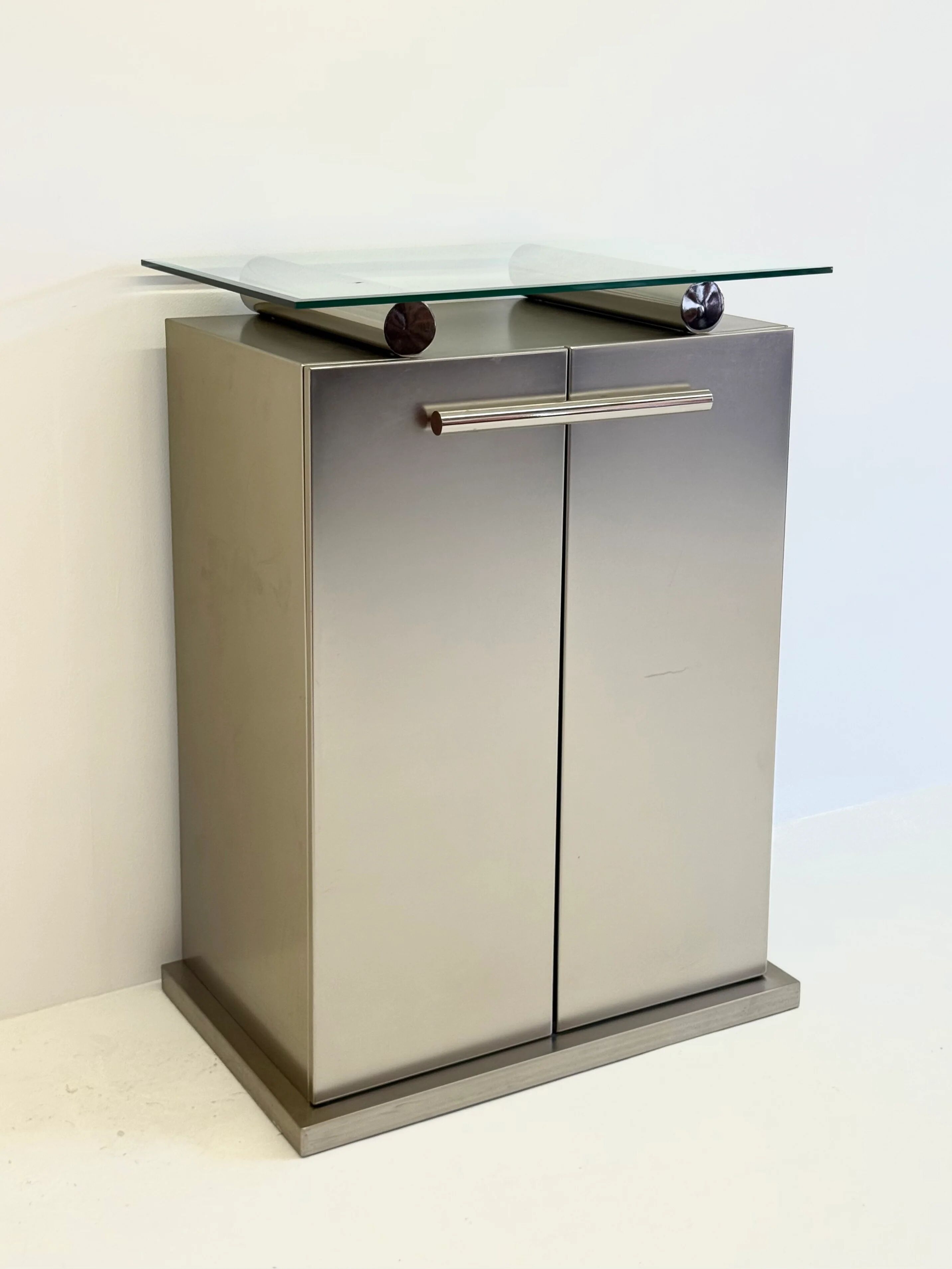 Postmodern aluminium bar cabinet by Belgochrom