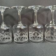 4 Water glasses – Guilloché crystal – Art Nouveau