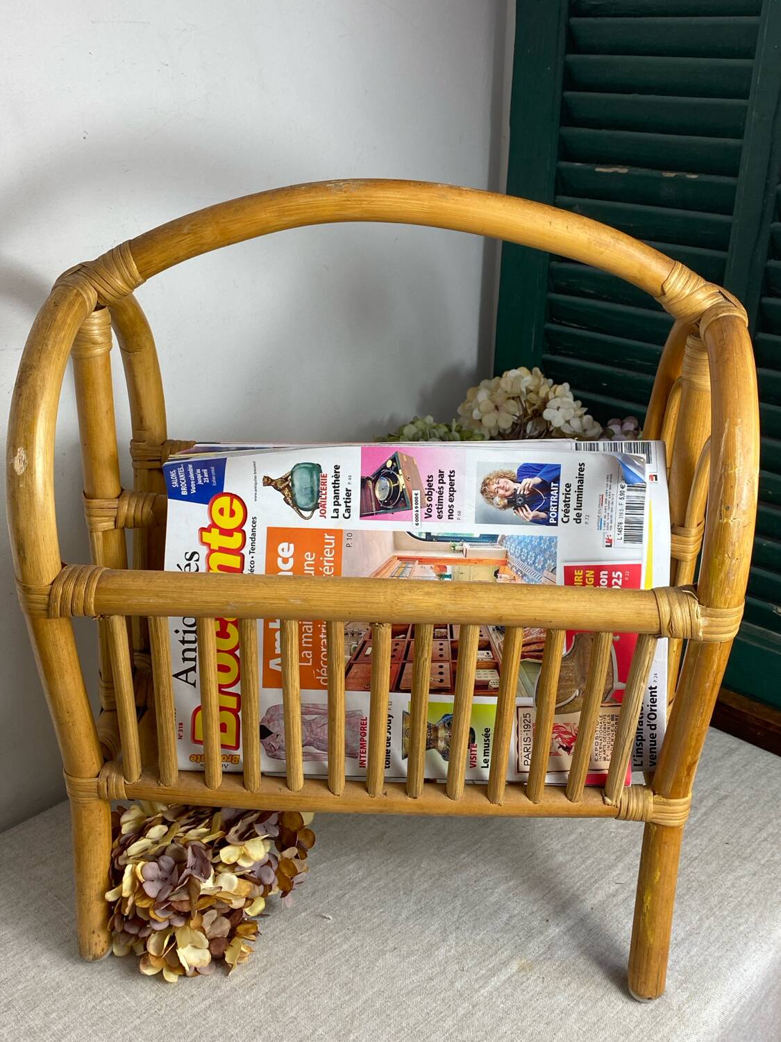 Rattan magazine rack