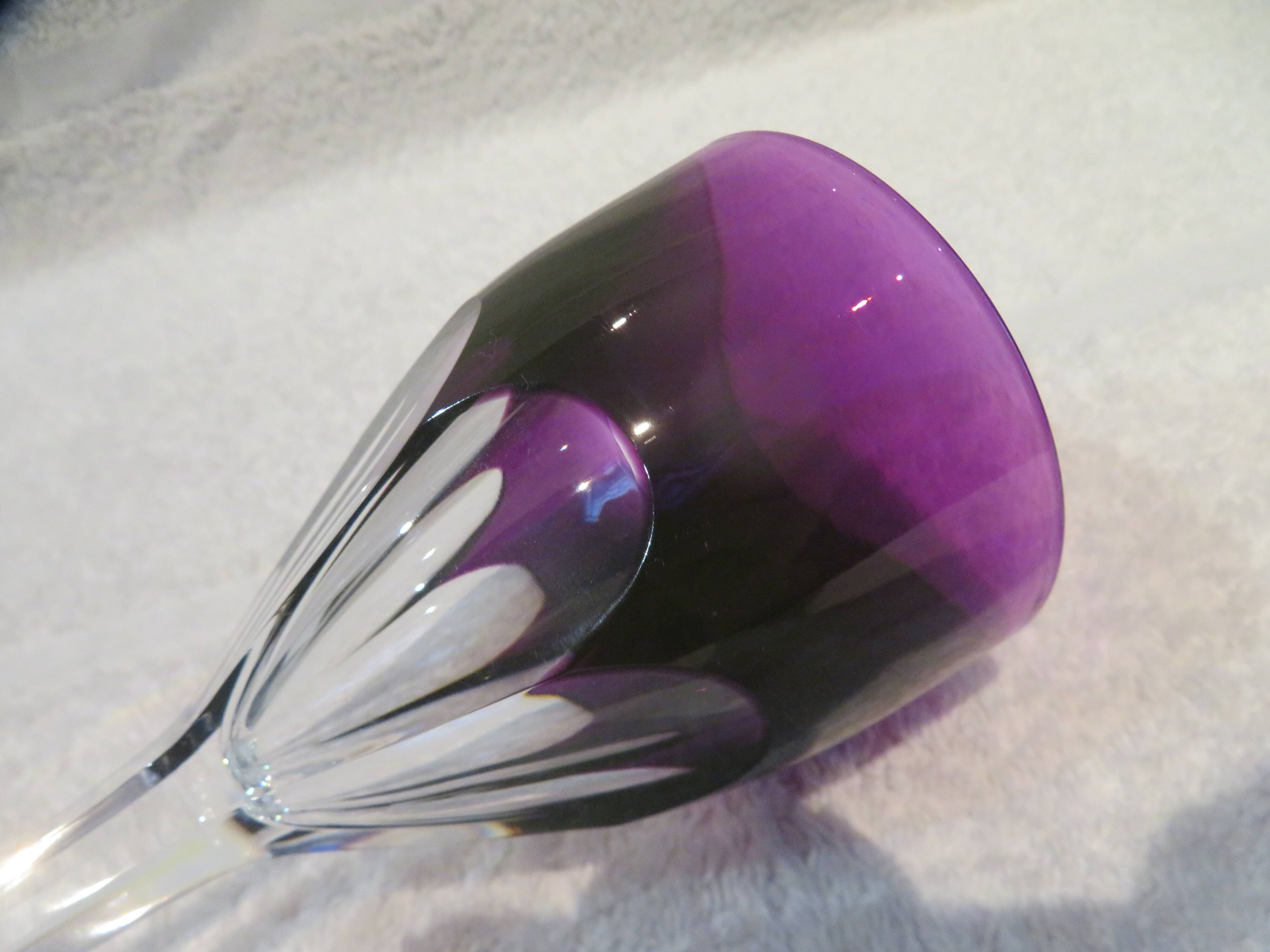 Baccarat crystal wine glass 12cl model Genova lined Amethyst 19.1cm