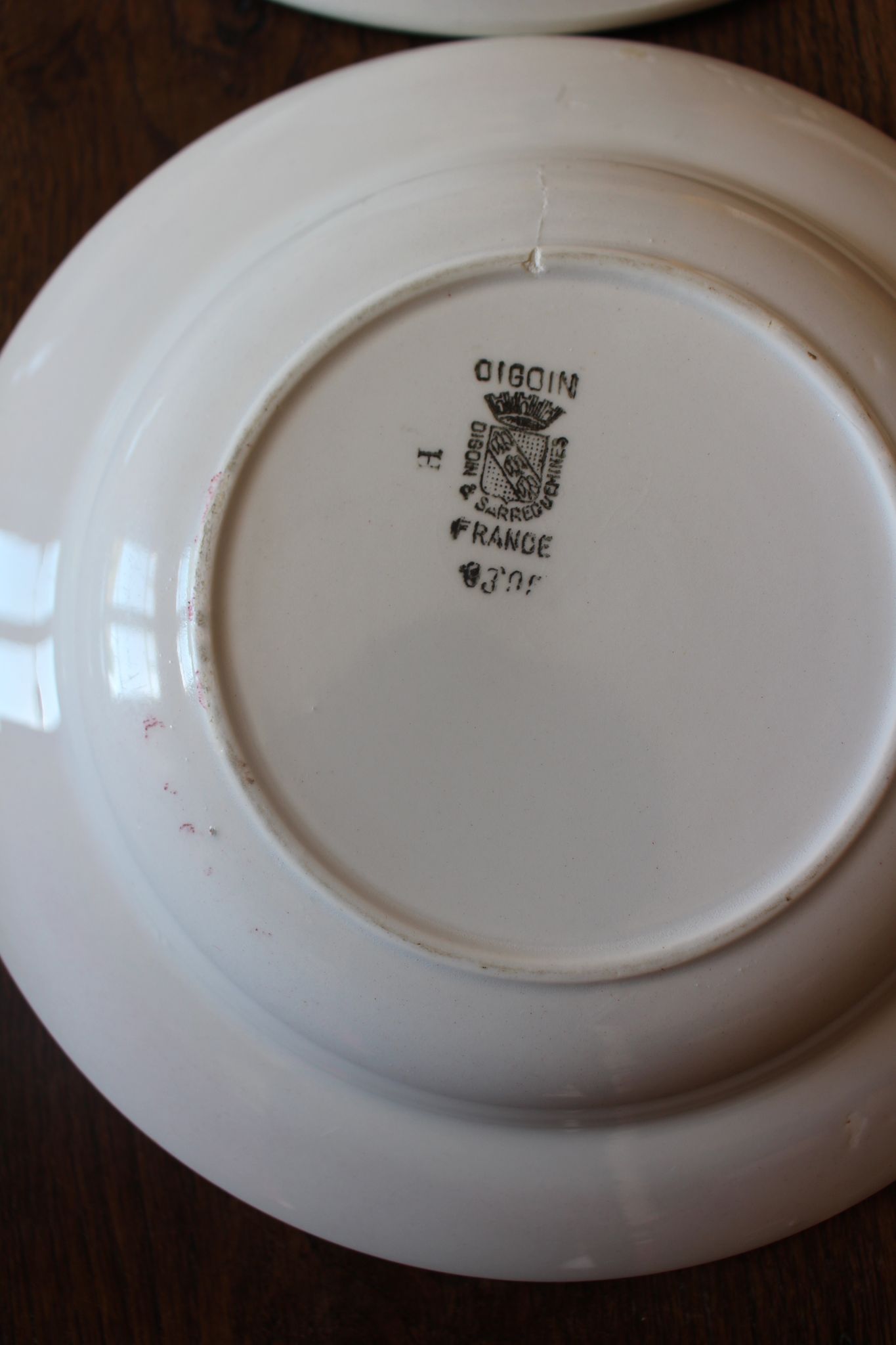 Lot 4 hollow plates mismatched art deco Badonviller Digoin