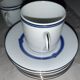 6 Christofle bandeea blue porcelain coffee cups