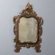 Antique lacquered wooden mirror, Italy, late 19th century.