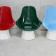 3 painted fiberglass “space age” armchairs. France, circa 1970