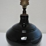 Three vintage ceramic lamps in blue, white and suede