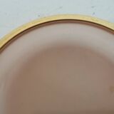 cendrier ,vide poche en opaline  rose ,cerclage en métal doré ,années 70,Italien vintage