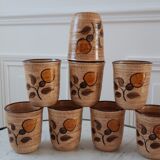 Set of 8 cups glasses in stoneware Salins 70s