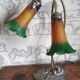 Brass lamp and glass paste water lily leaves