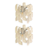 Set of Two Transparent “Ricci” Murano Glass Wall Sconces in Mazzega Style