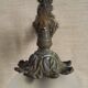French antique electrified old brass gas mantle with patterned glass shade 4971.