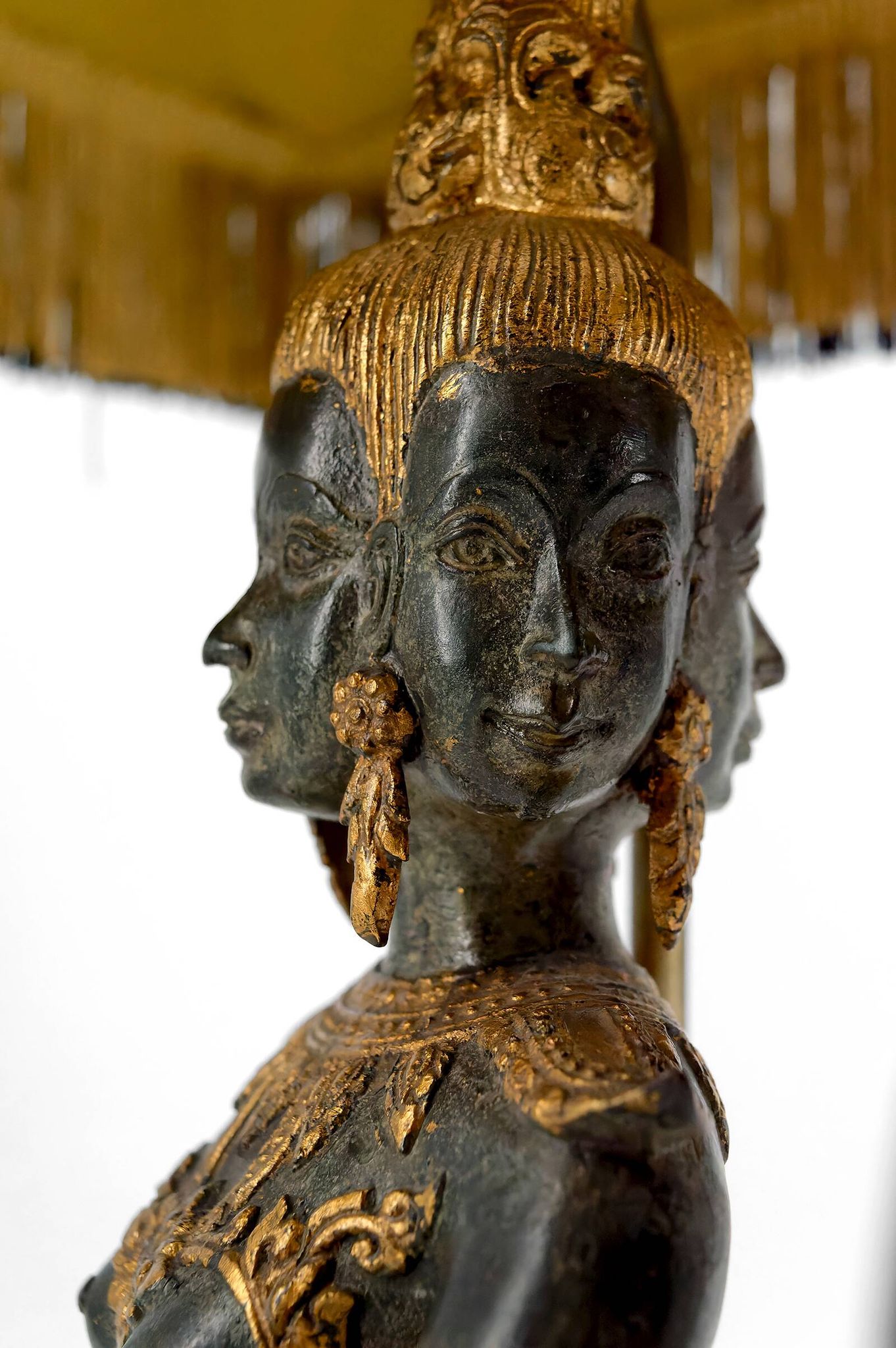 Sculptural Lamp in Bronze with double green and gold patina, Suvannamaccha