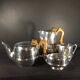 English Design Coffee and Tea Set, Picquot Ware, Brushed Aluminum, 1950