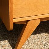 Mini commode 3 tiroirs chêne clair 1950