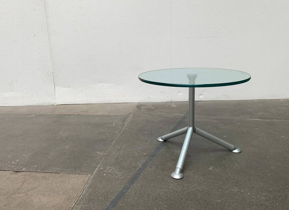Postmodern Italian side table from the Help series in glass by Paolo Bistacchi for Albed, Milan.