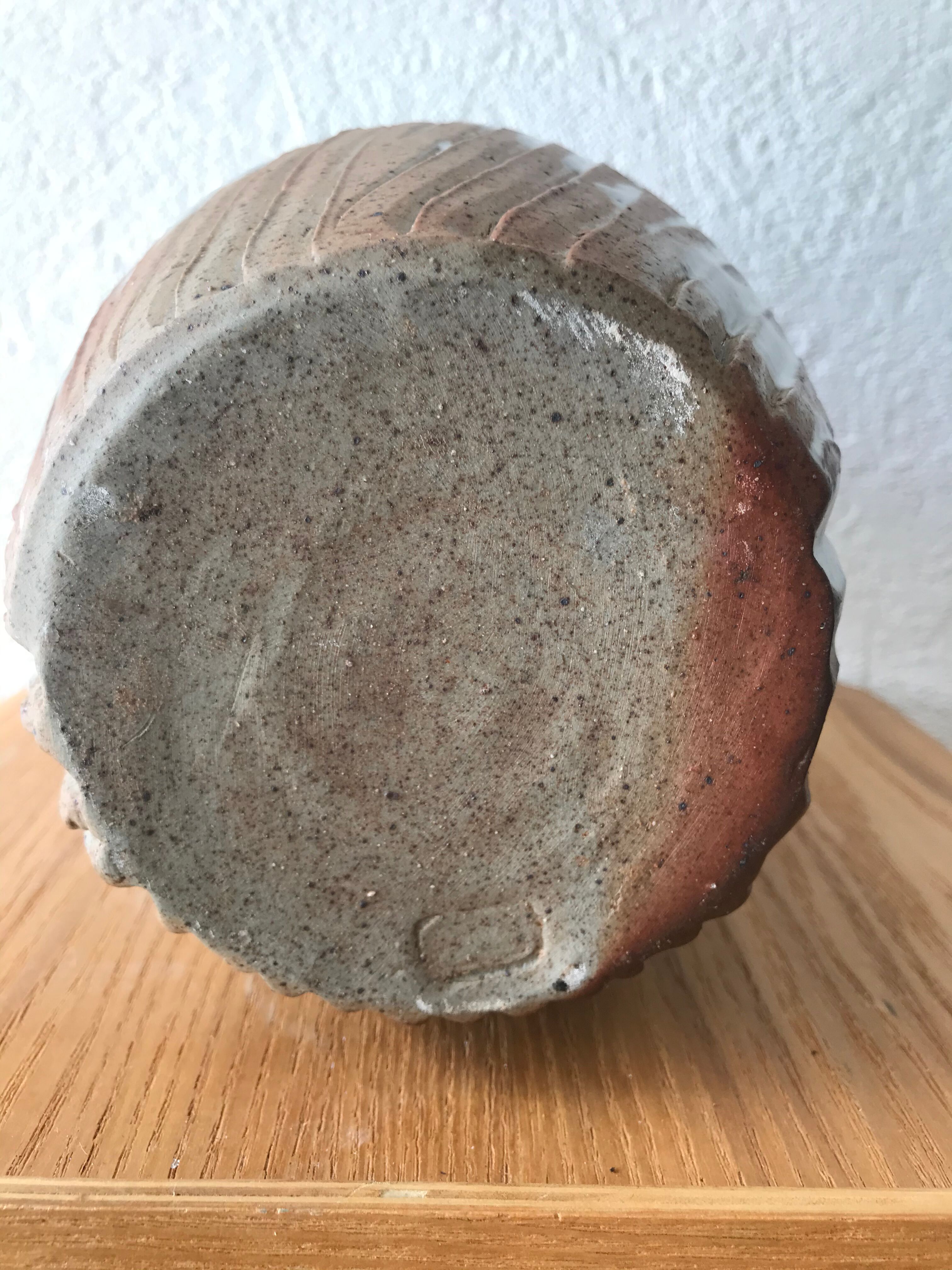 Large enamelled sandstone vase