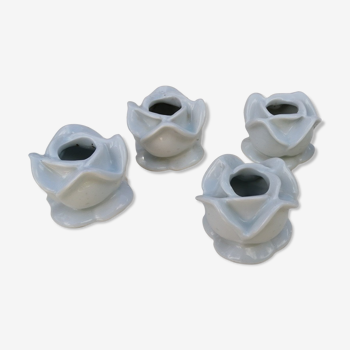 Lot de 5 bougeoirs forme fleur rose