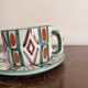 Old Pair of Ceramic Cups Vallauris by Auguste Fazio Pottery 1950 Geometric