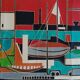 Gouache on paper signed mid-20th century boats port 1959