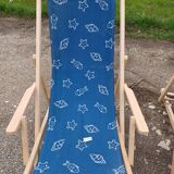 Pair of wood and fabric long chairs