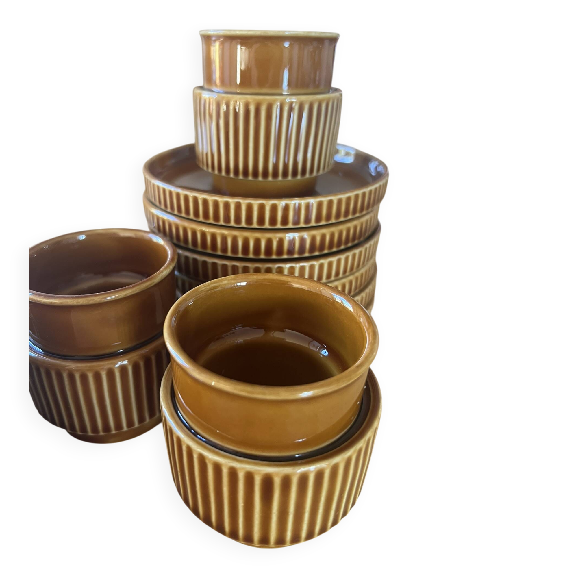 Vintage Italian espresso service Tognana – brown glazed stoneware