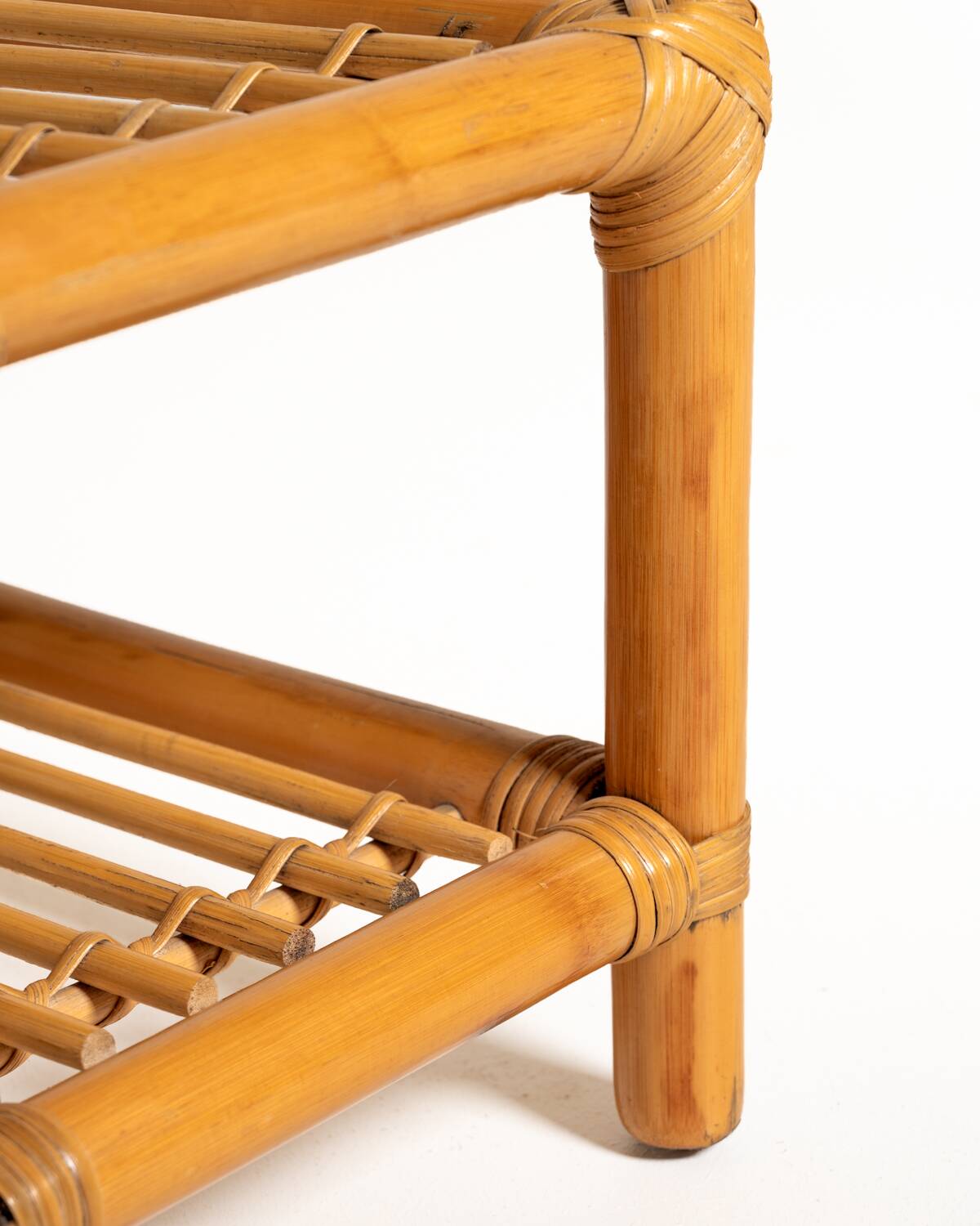 Scandinavian bamboo and rattan bench, second half of the 20th century