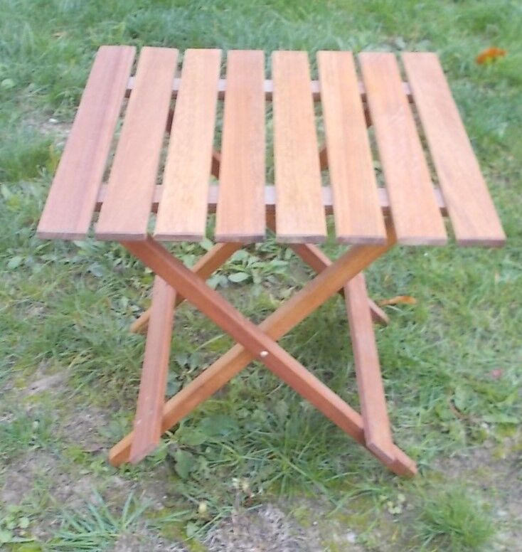 Wooden slatted side table