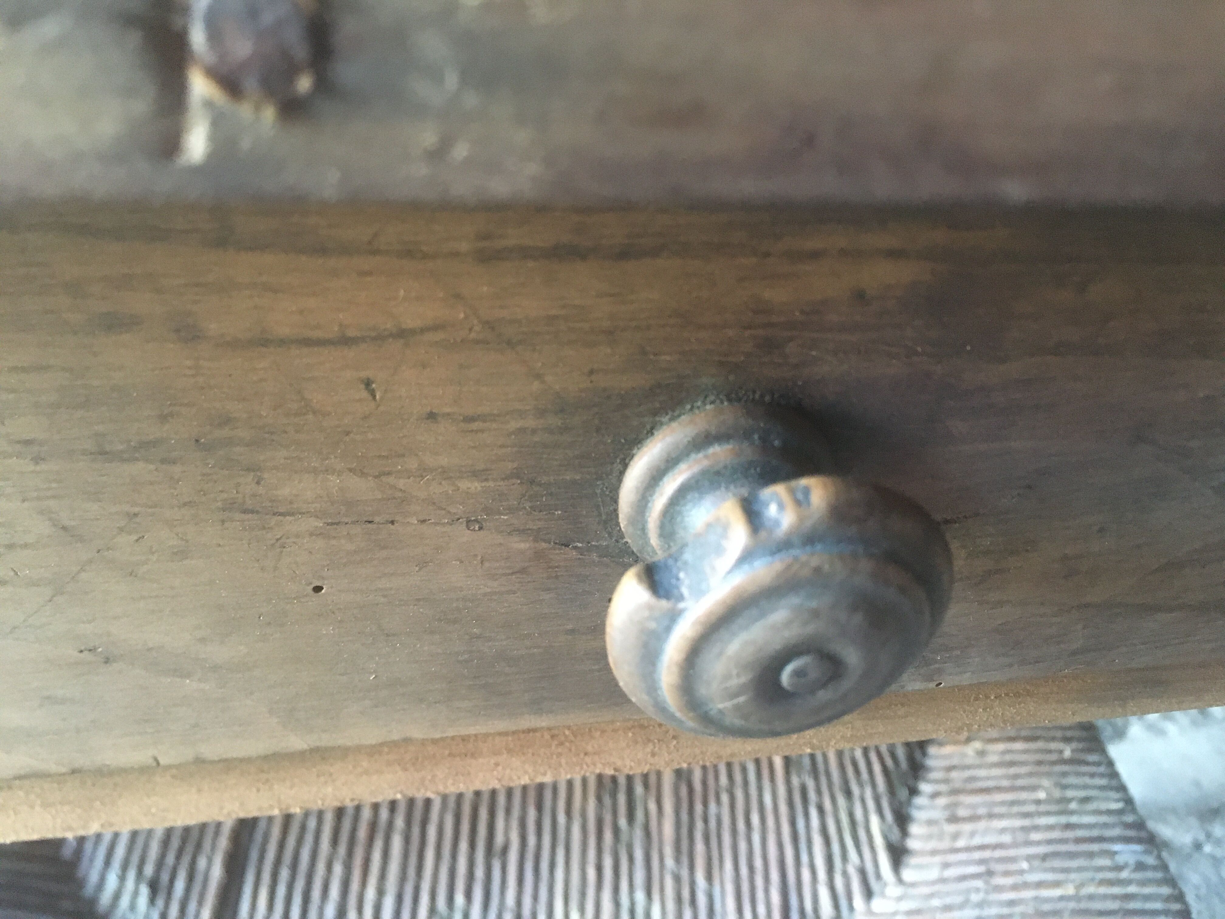 Farmhouse table with raw wood drawer
