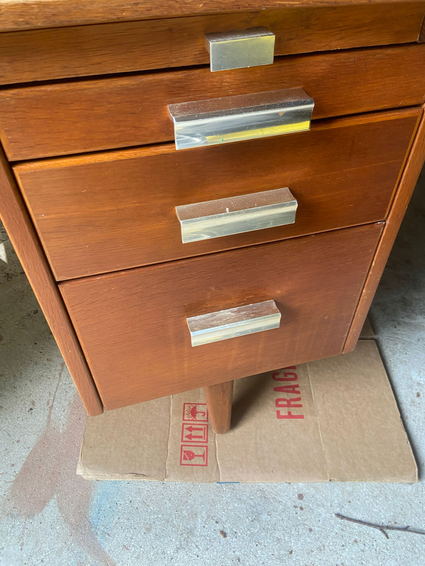 1950s executive desk with glass protection