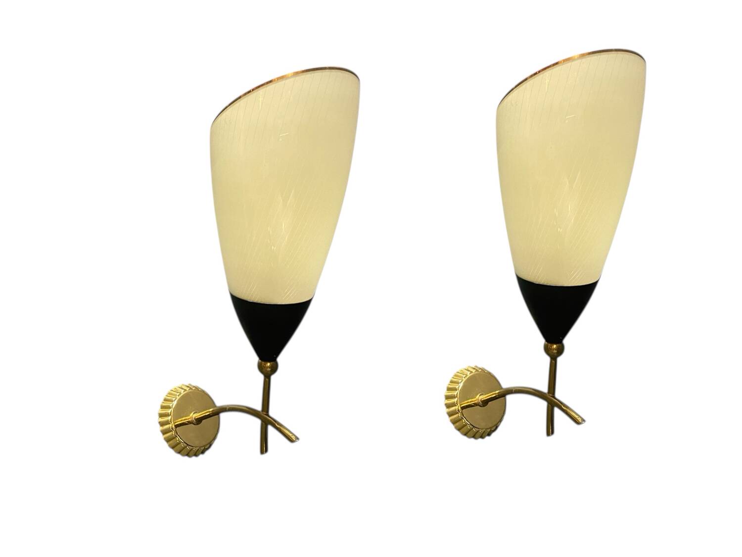 Italian Glass Brass Sconces in the Style of Stilnovo 1960’s