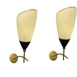 Italian Glass Brass Sconces in the Style of Stilnovo 1960’s