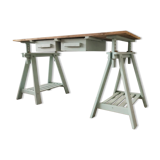 workshop office on adjustable trestles