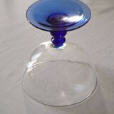Set of 4 glass (ice cream) bowls, blue stem, Codec