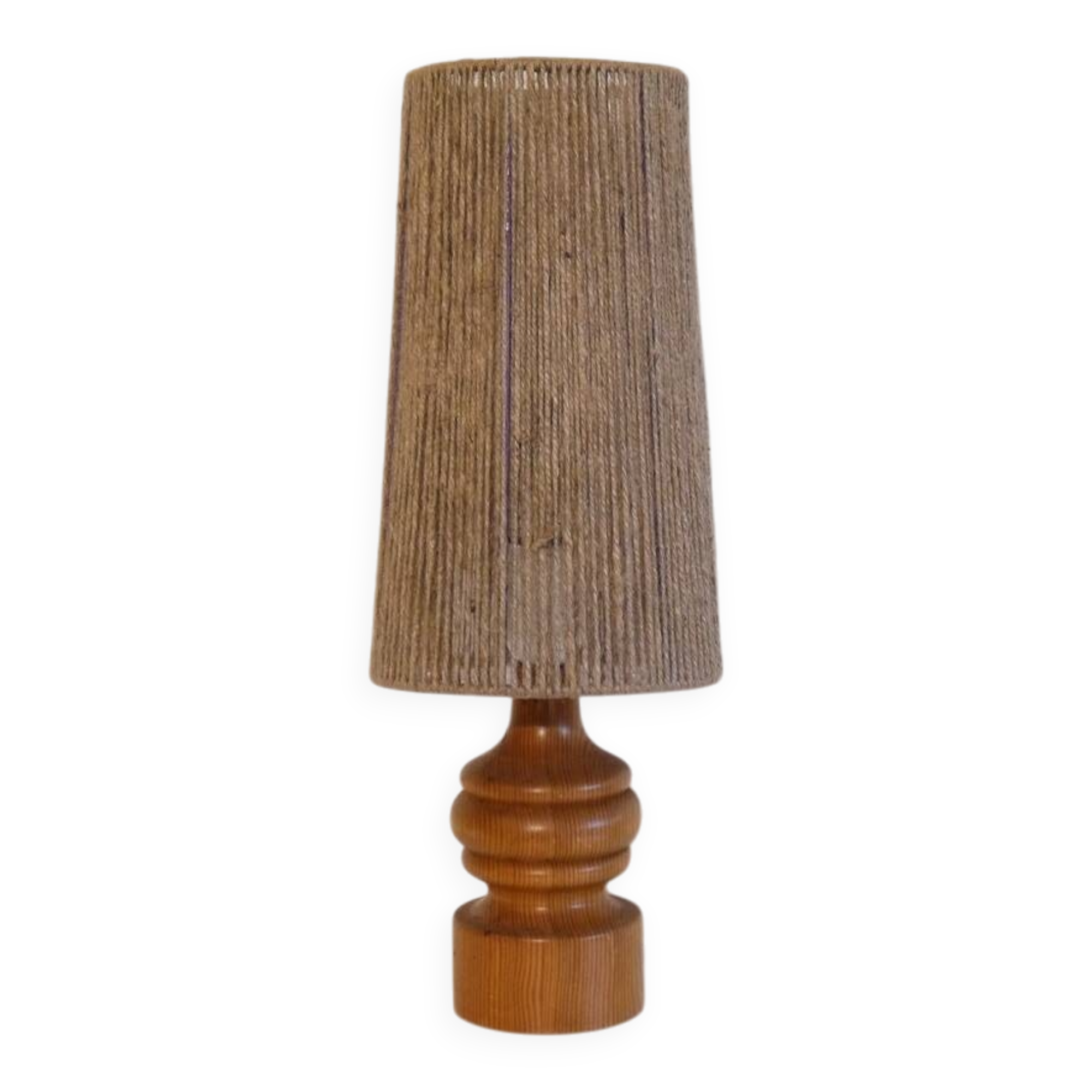 Swedish lamp in turned wood and rope, 1960