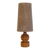 Lampe suedoise en bois tourné et corde 1960
