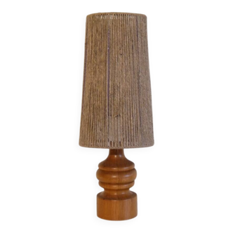 Swedish lamp in turned wood and rope, 1960