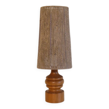 Swedish lamp in turned wood and rope, 1960