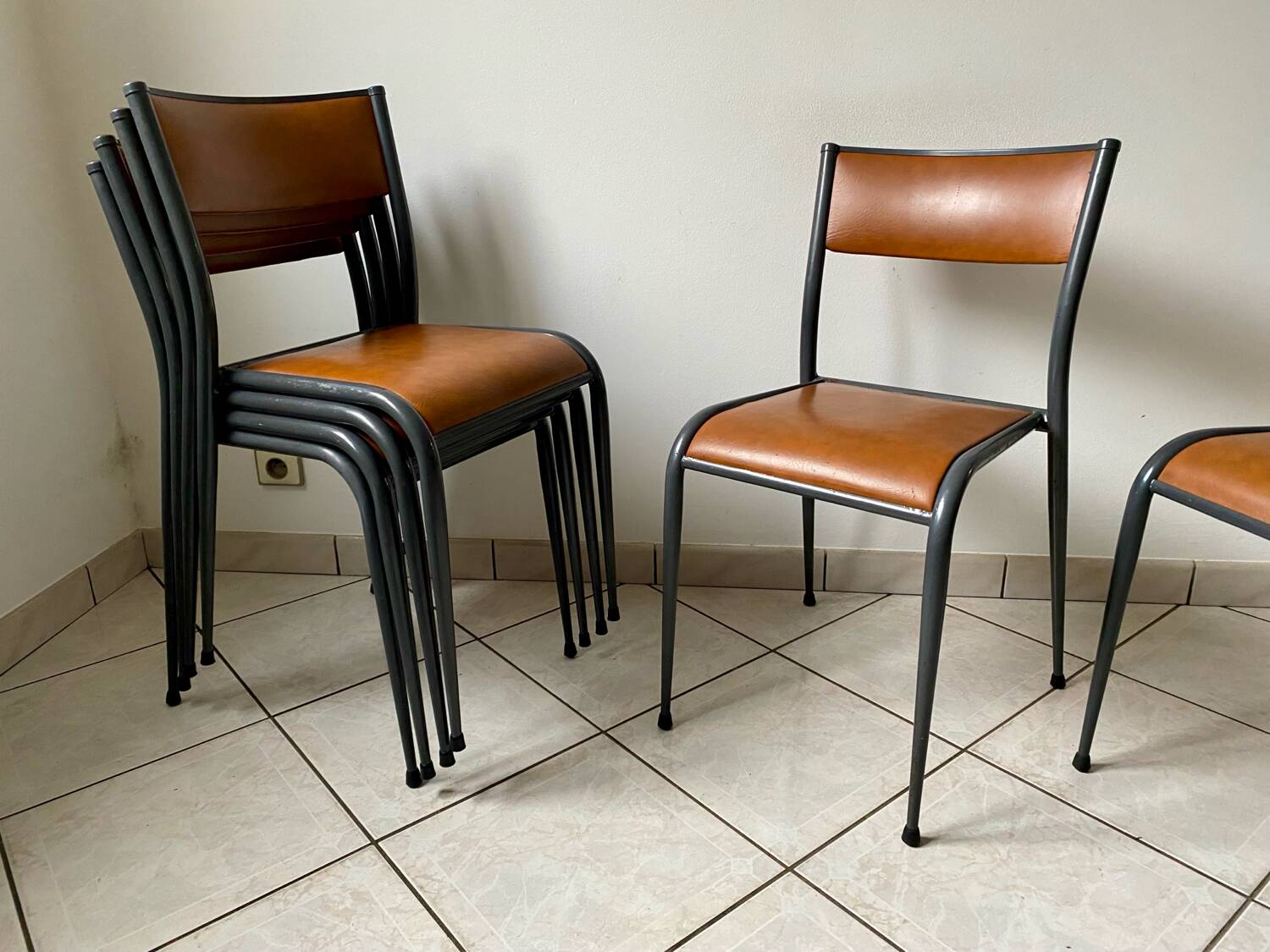 2 original vintage 1960s Mullca 510 adult school chairs