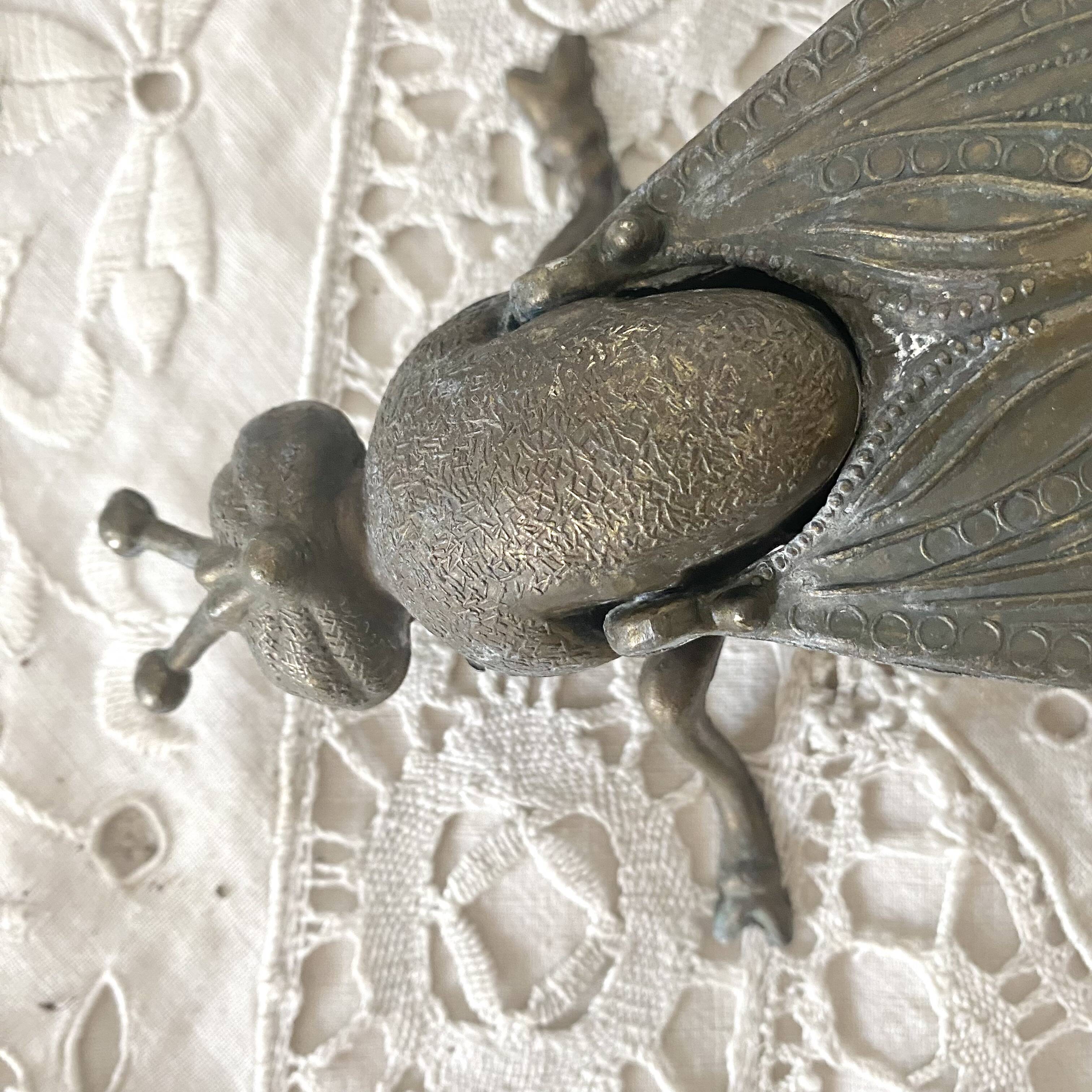 2 cendriers insectes mouches en métal années 50-60