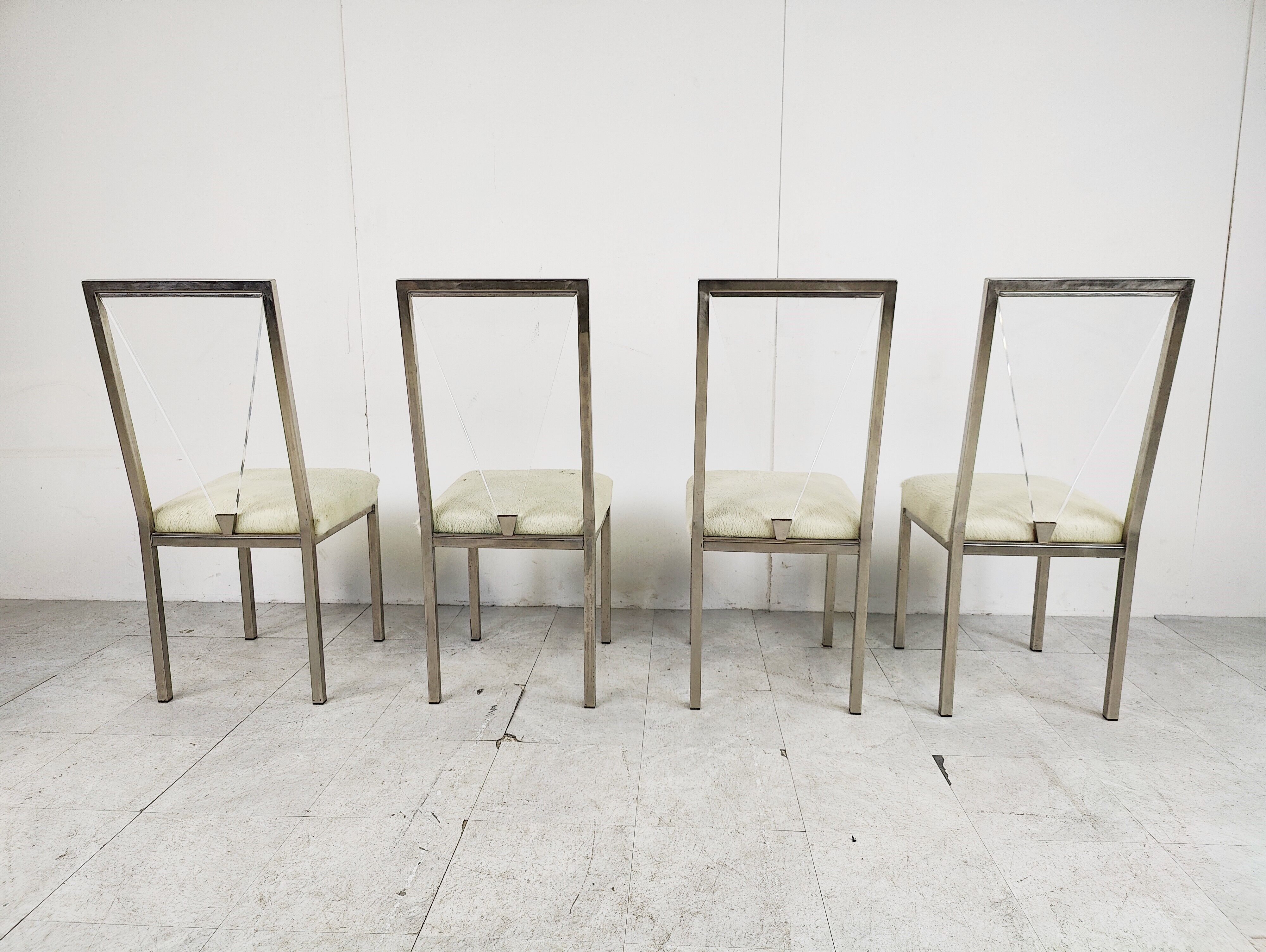 Metal and lucite dining chairs by Belgochrom, 1970s