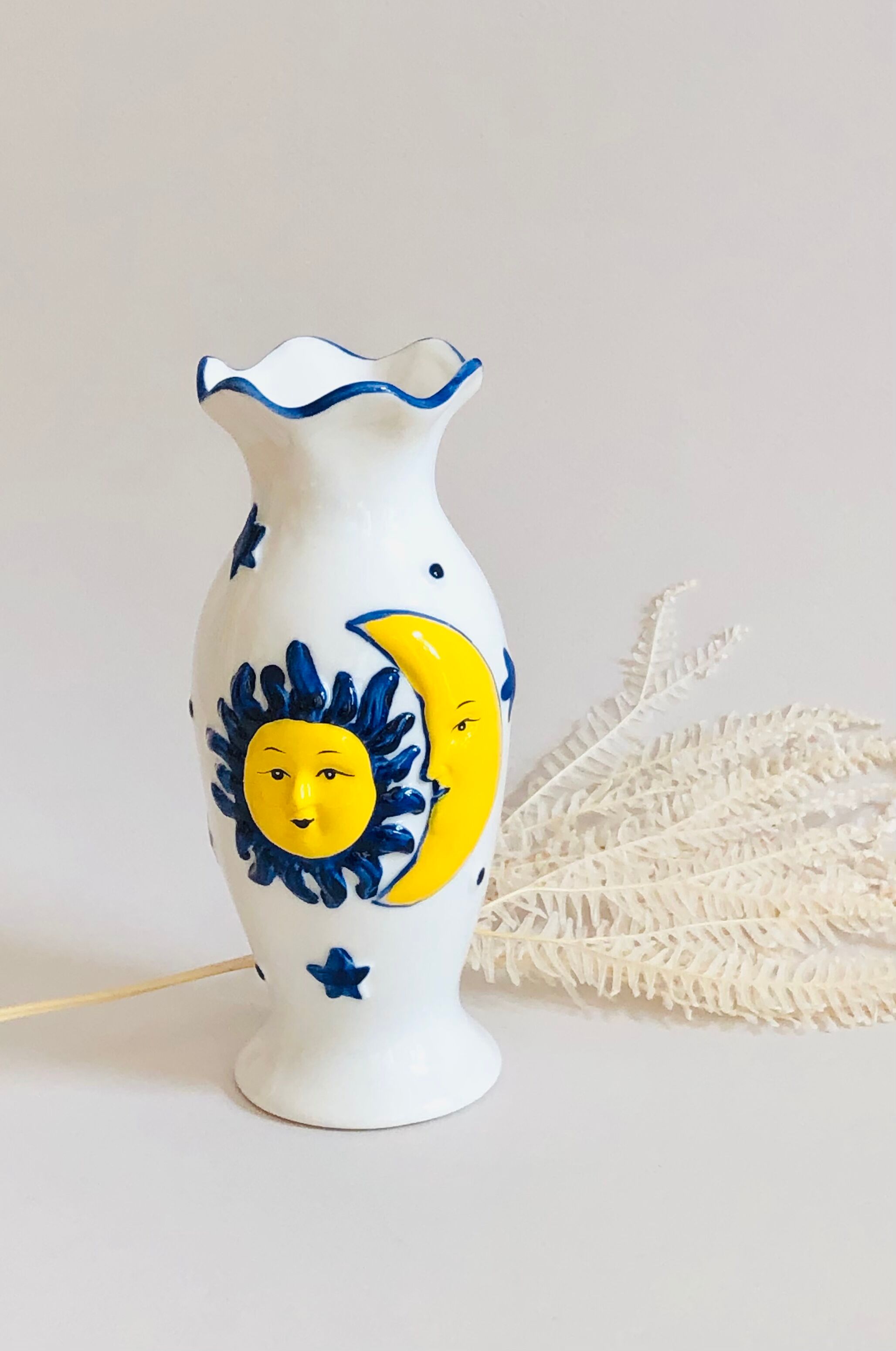 Vintage Sun & Moon Vase ceramic H17cm