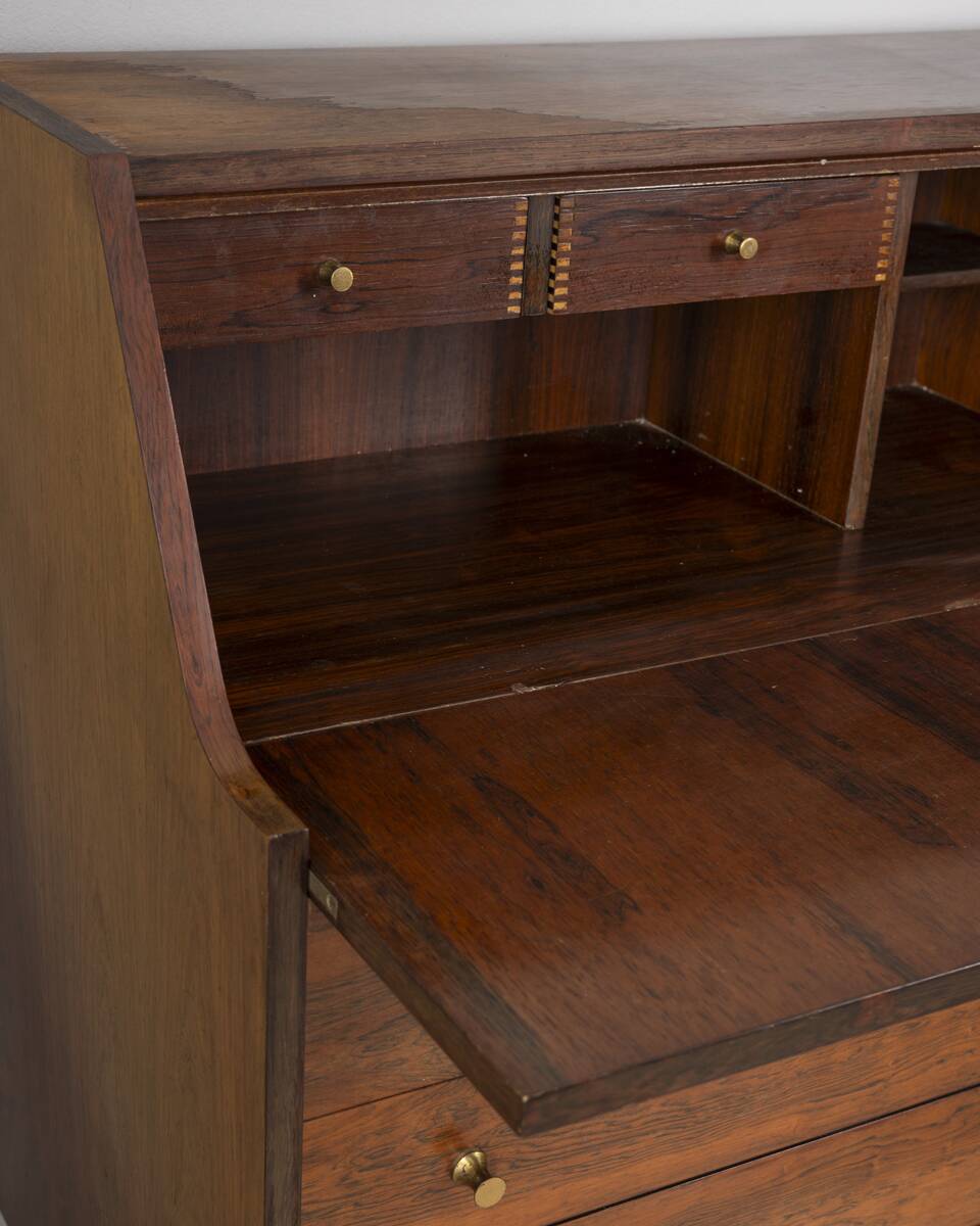 Vintage 1960s wooden secretaire sideboard design G.Frattini for Bernini