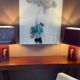 Pair of table lamps in Bordeaux lacquered wood and brass seahorse