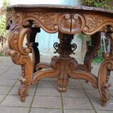 Napoleon III Louis XV style oak table with two extensions, 10 place settings, late 19th century