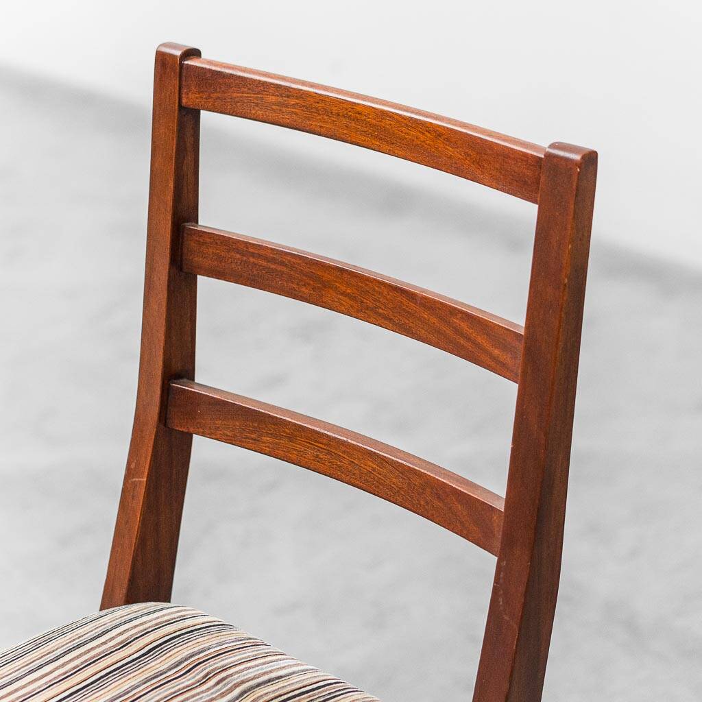 Pair of mahogany chairs with corduroy velvet, 1950s vintage modernism