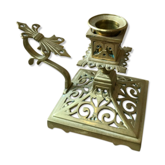 Brass hand-handler candlestick, early 20th century
