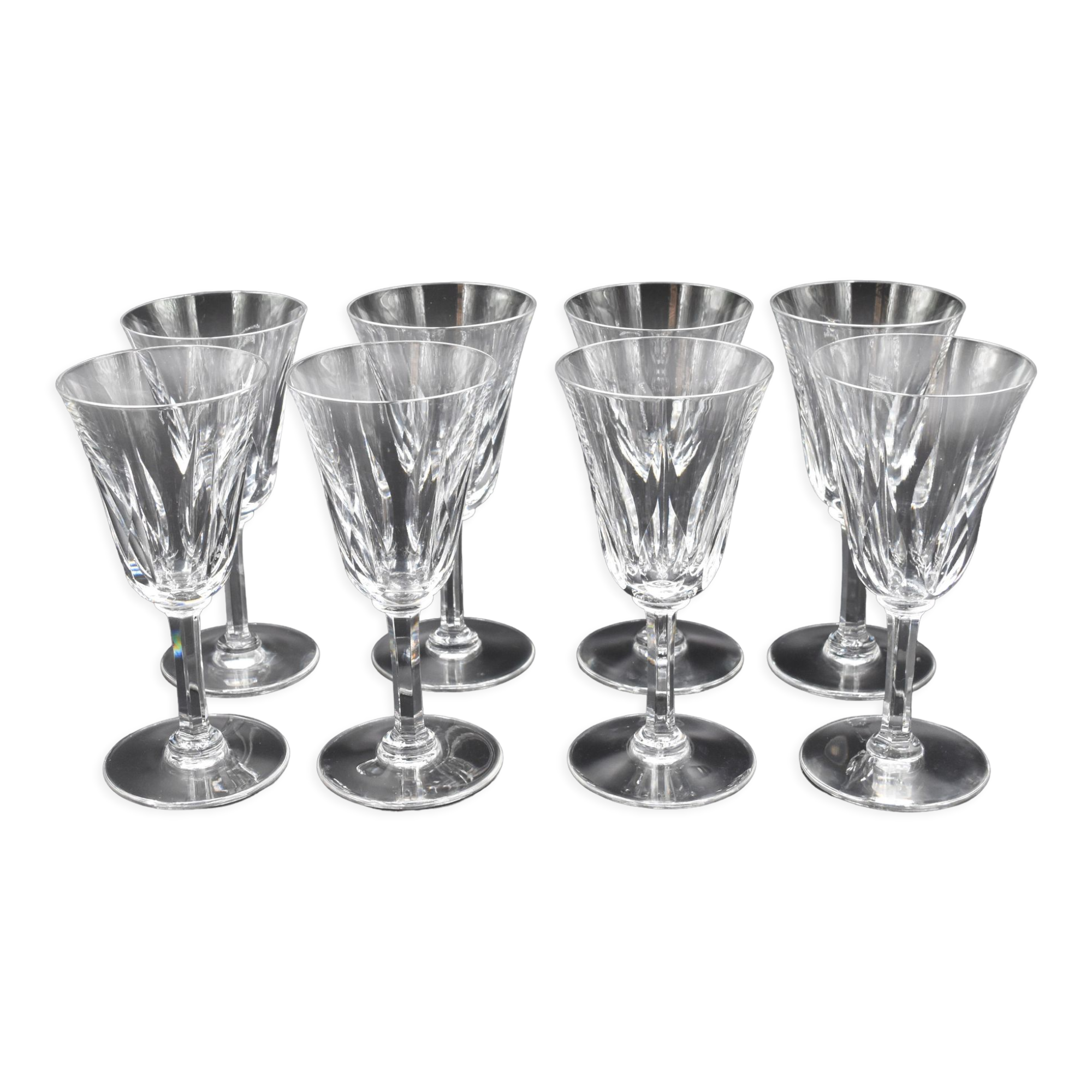 Series of 8 crystal water glasses from Saint Louis model Cerdanya H = 17.9 cm